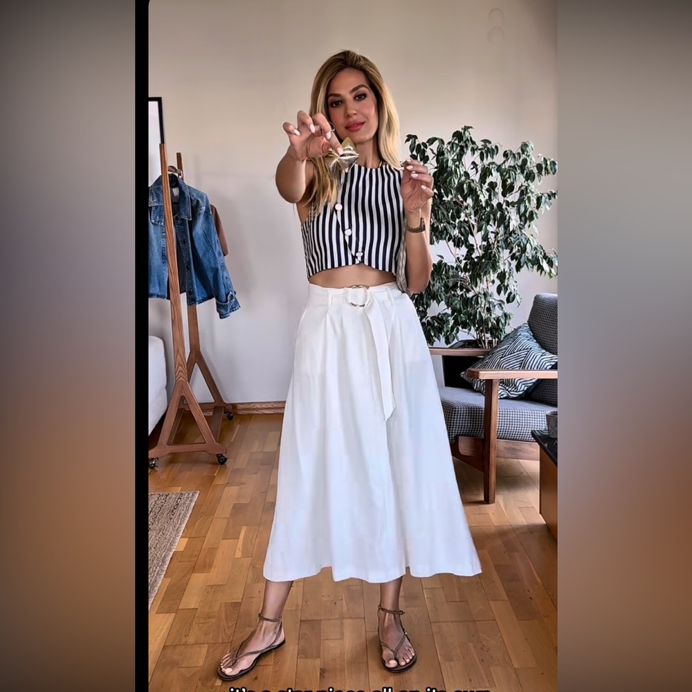 Zara Belted Linen Blend Waist Cut Out Dress - Picture 7 of 17